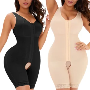 High Compression Full Body Shaper Women Slimming Tummy Bodysuit Butt Lifter Postpartum Shapewear Open Crotch Corset Plus Size
