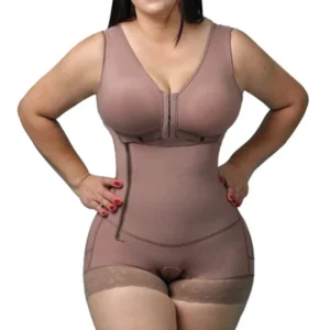 Colombiana Mujer High Compression Wirdle With Sleeveless Bra Slimming Bodysuit With Zipper Waist Trainer Body Shaper